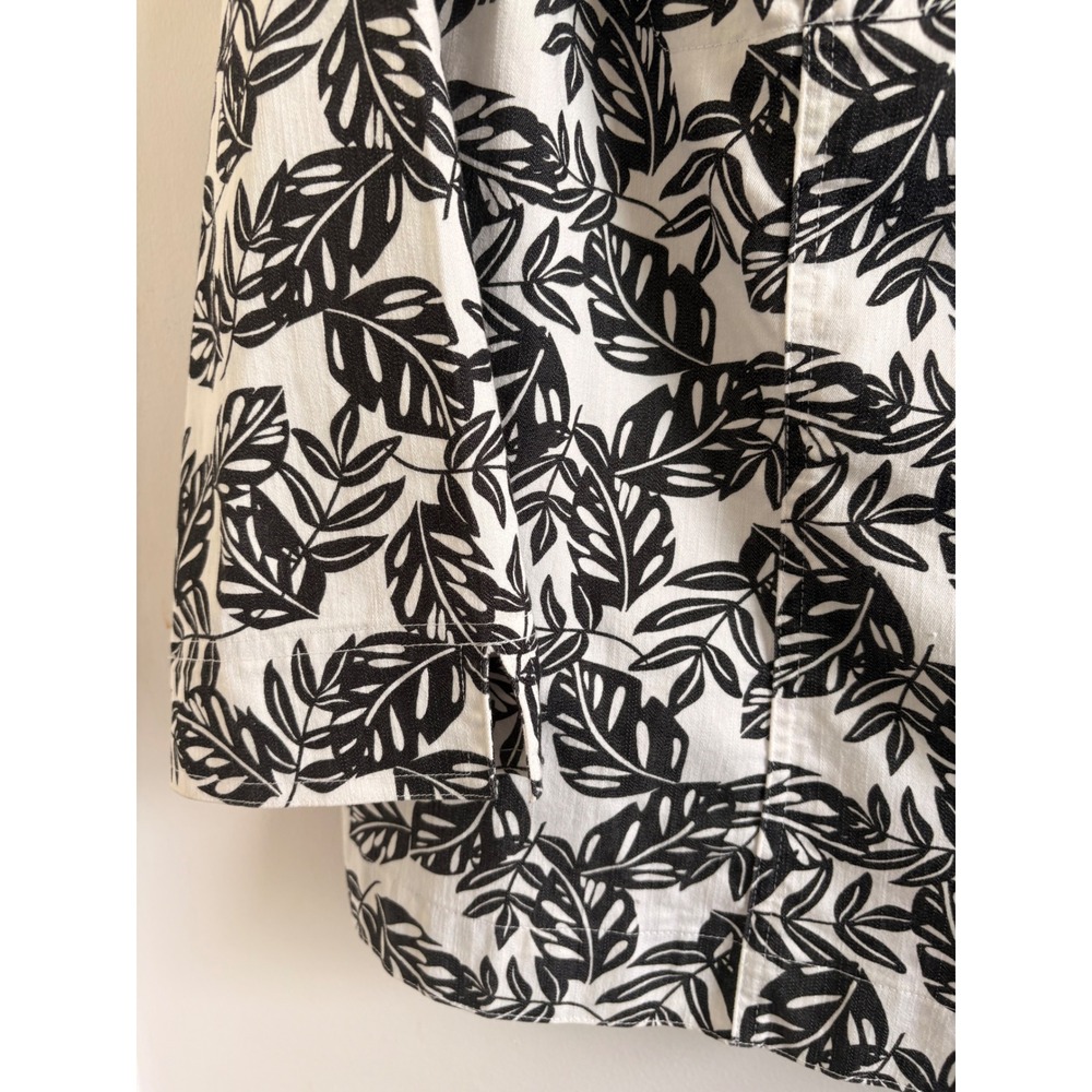 Napa Valley Womens XL Tropical Leaf Boho Jacket Black White Botanical Shacket - Picture 6 of 6